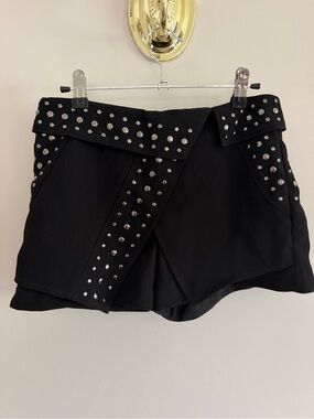 Guess Black Studded Wrap-Front Skort